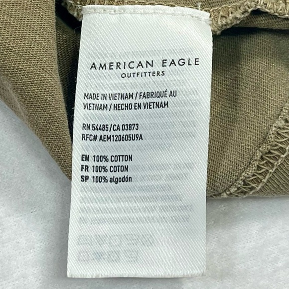 AMERICAN EAGLE Streetwear Vaporwave Olive Green Long Sleeve Graphic Tee Size XS - Picture 8 of 11